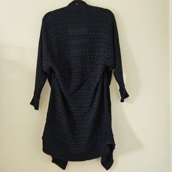 Lauren Ralph Lauren Cardigan Womens 1X Black Open Cable Knit Dolman 3/4 Sleeve - Picture 2 of 15